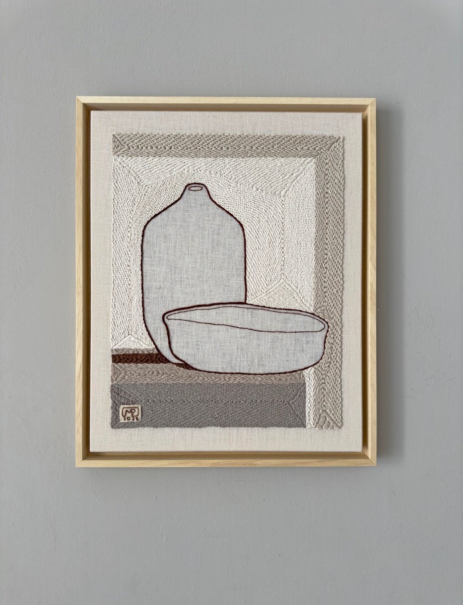 Geometric Still Life Relief By Milena Paladino, 17 X 21", Vase Composition Xiv