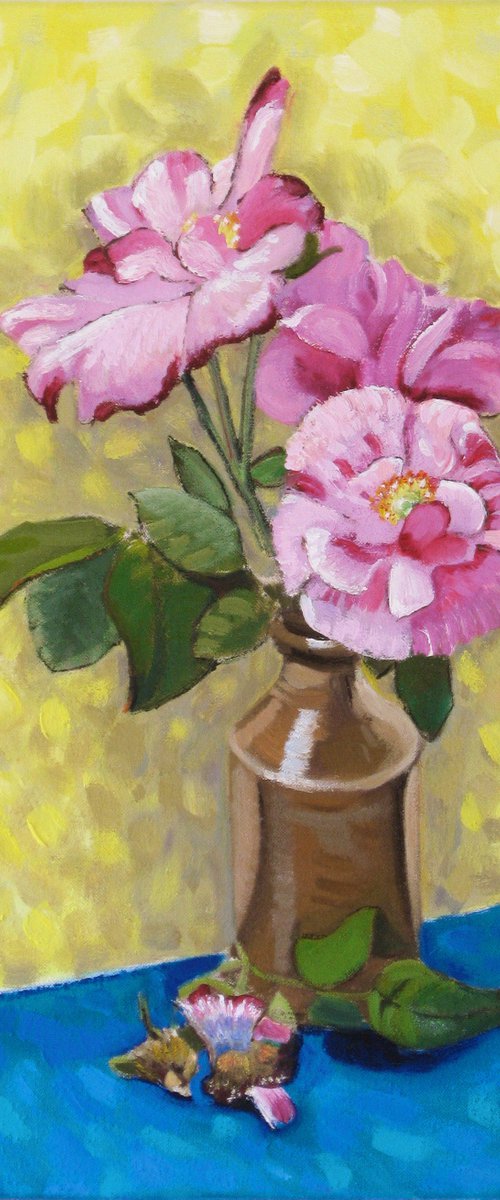 Roses in a Ceramic Jar by Richard Gibson