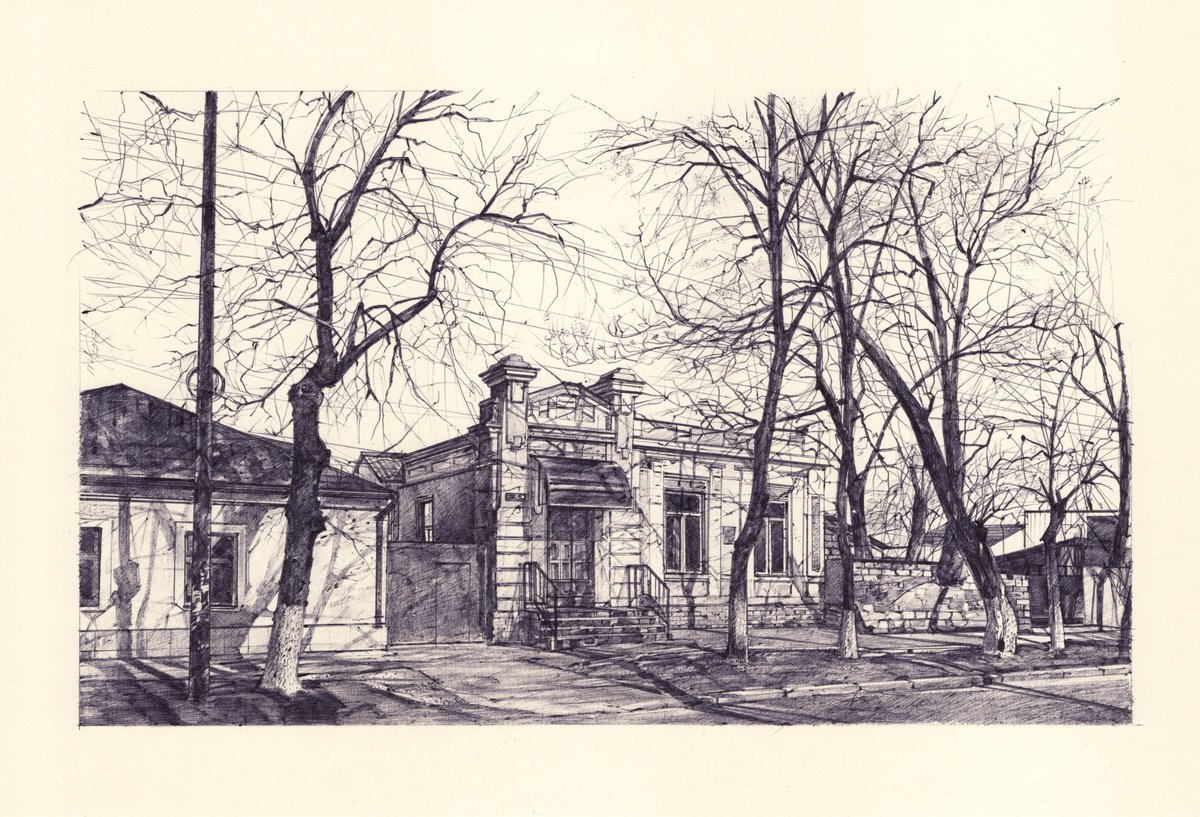 Photorealistic Cityscapes Drawing By Daria Maier, 13 X 9, Old Architecture, Original Artwork