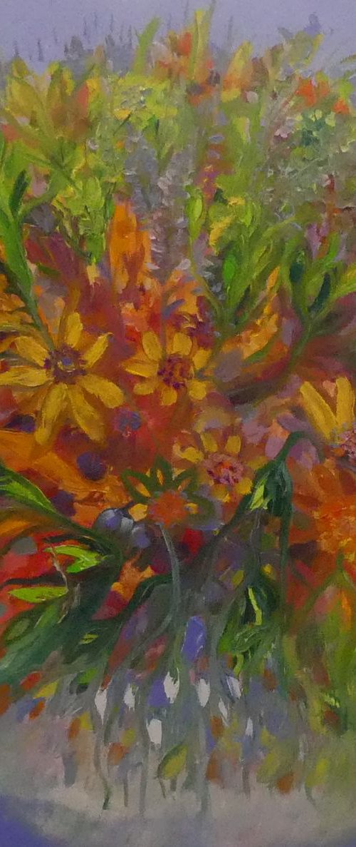 Lilac Sunflowers by Lesley Blackburn