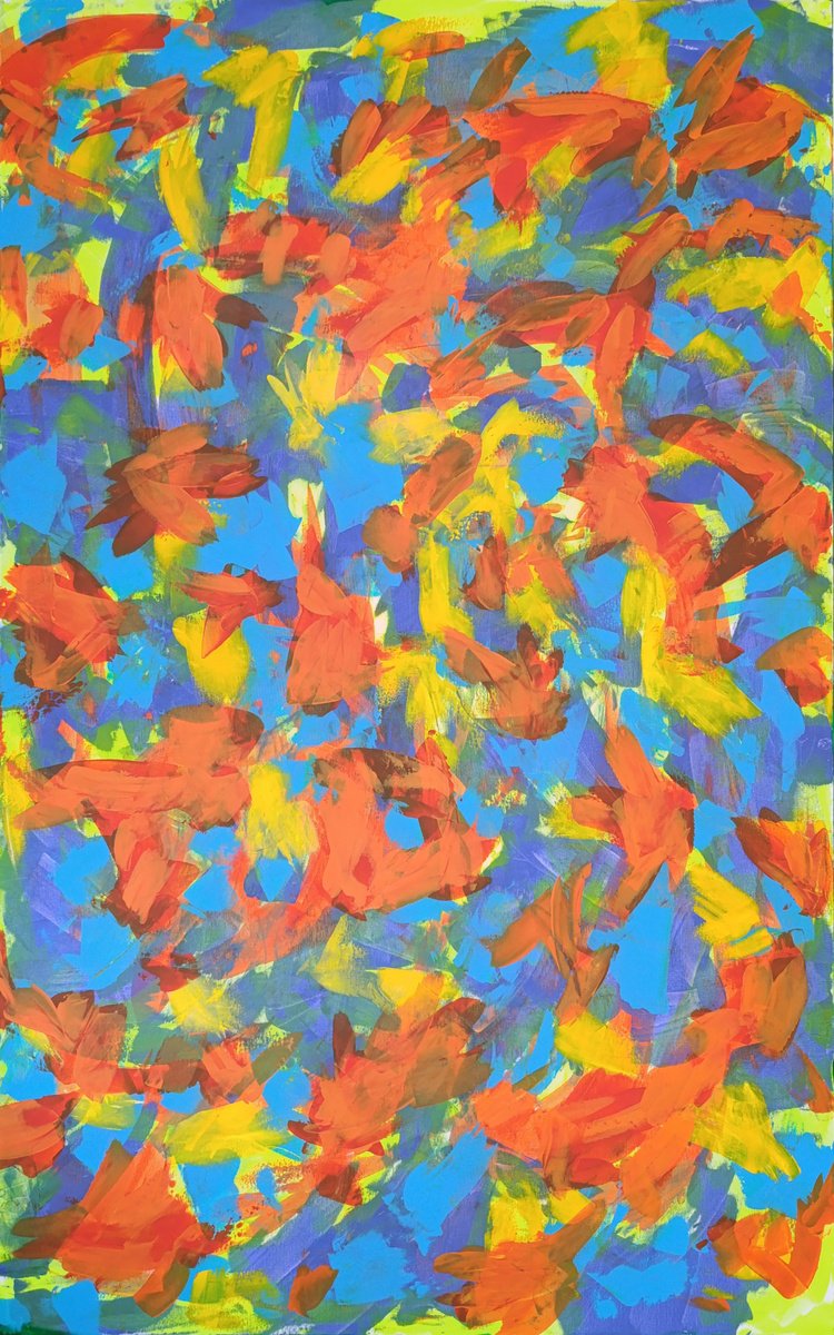 Expressive Abstract Acrylic Painting By Salana Art / Svetlana Samovarova, 39 X 63", Autumn Rhapsody, Original Artwork