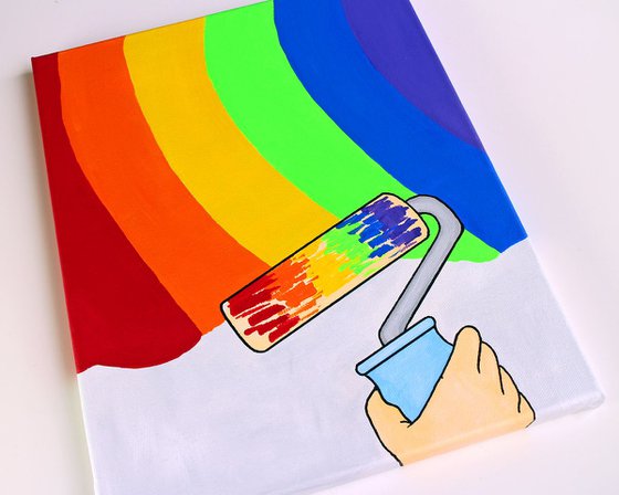 Paint A Rainbow Pop Art Painting on Canvas