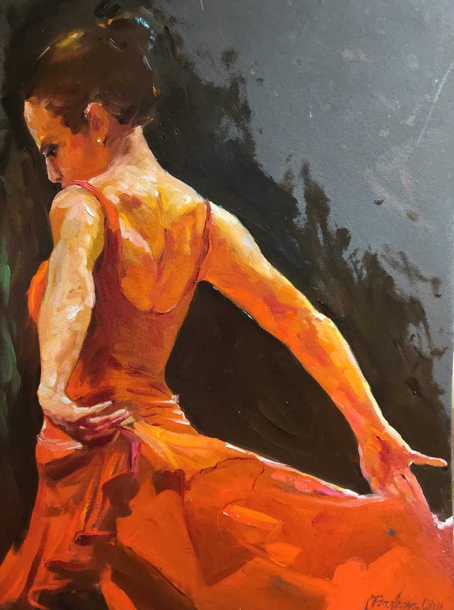 Dancing Woman Painting Flamenco Dancer Woman Original Art by Olga Tsarkova by Olga Tsarkova