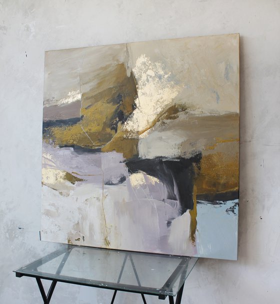 "Cape" Abstract licak beige brown art
