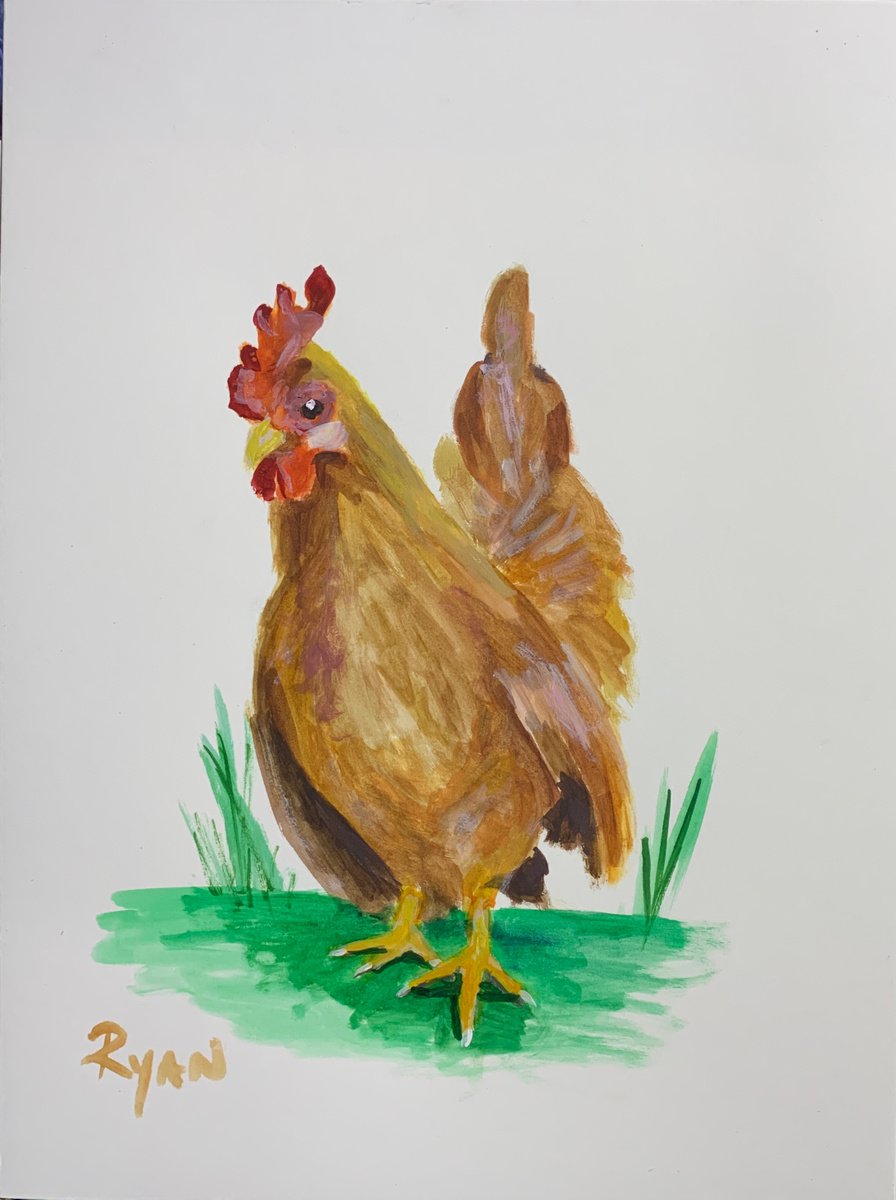 Chicken Painting 12x16 by Ryan Louder