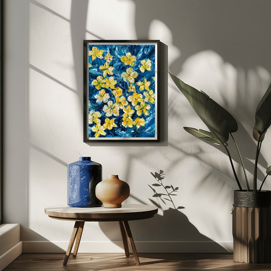 Impasto Frangipani Painting