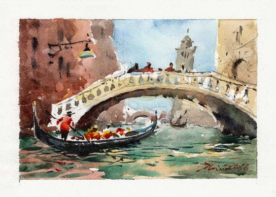 Scene from Venice, Watercolor.