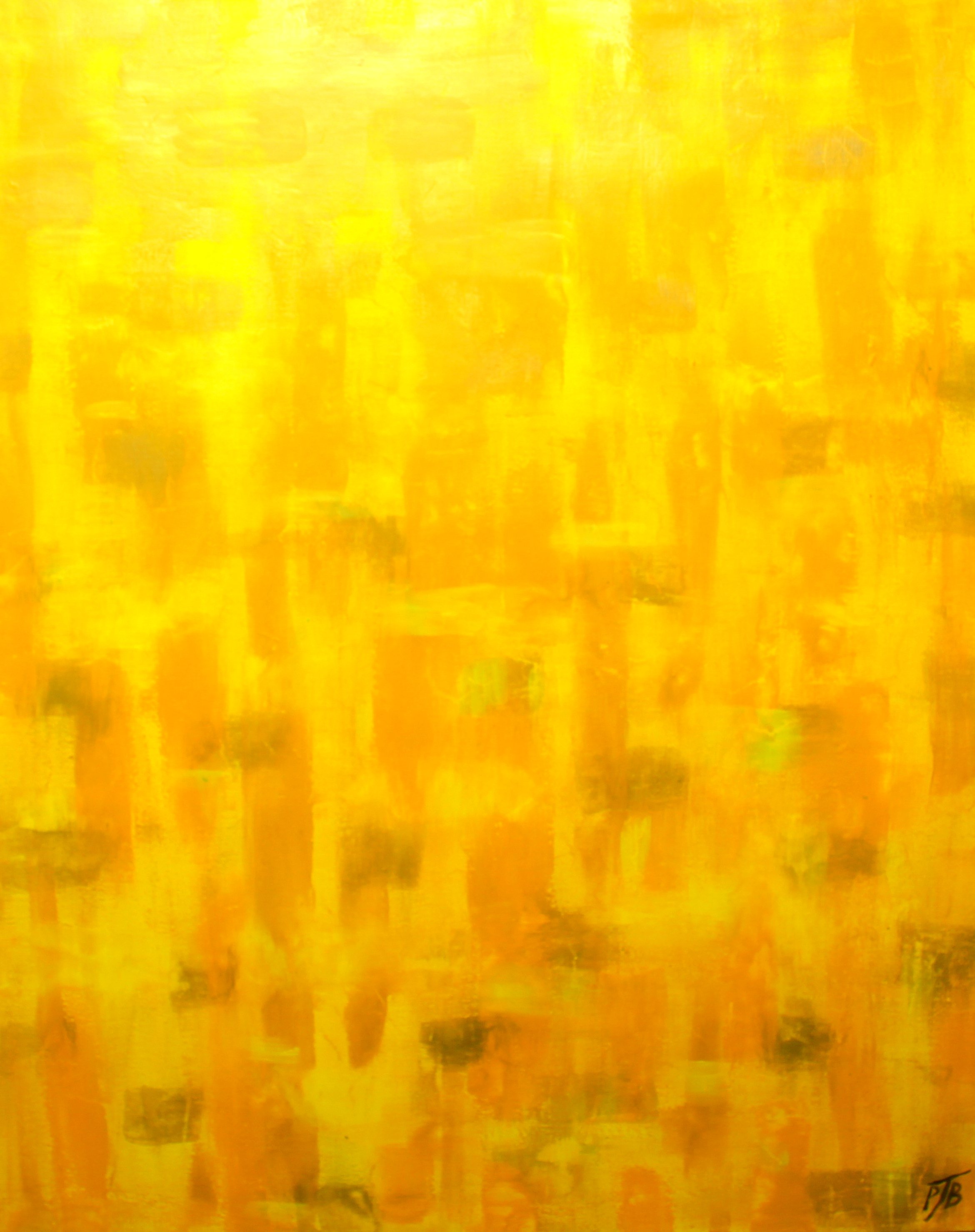Organic Abstract Acrylic Painting By Paul J Best, 30 X 40", Yellow I ( Large 30" X 40 "), Original Artwork