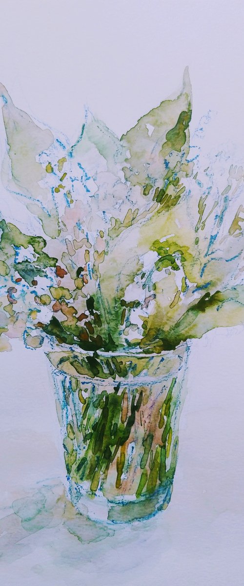 Lilies of the Valley #2. Original watercolour painting. by Elena Klyan