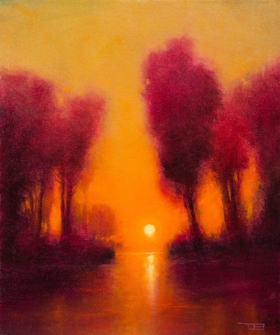 Glowing Sunset impressionist sunset landscape