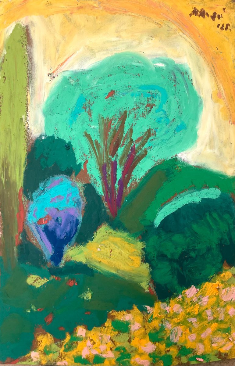 Expressive Landscape Pastel Drawing By Milica Radovic, 7 X 10", Thoughts, Original Artwork