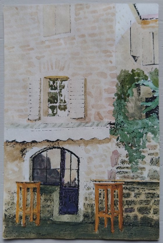 Italy miniature #4. Original watercolour and ink painting