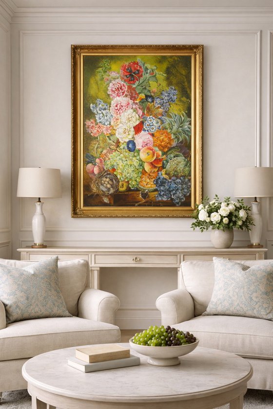 Fruit and Blossoms on Table