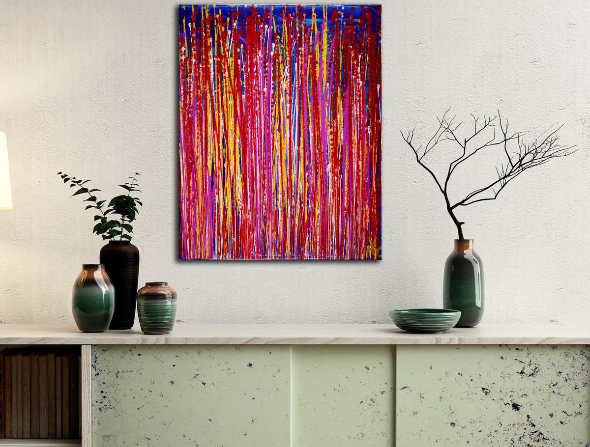 Abstract Acrylic Painting By Nestor Toro, 16 X 20", Energy Blast 4, Original Artwork