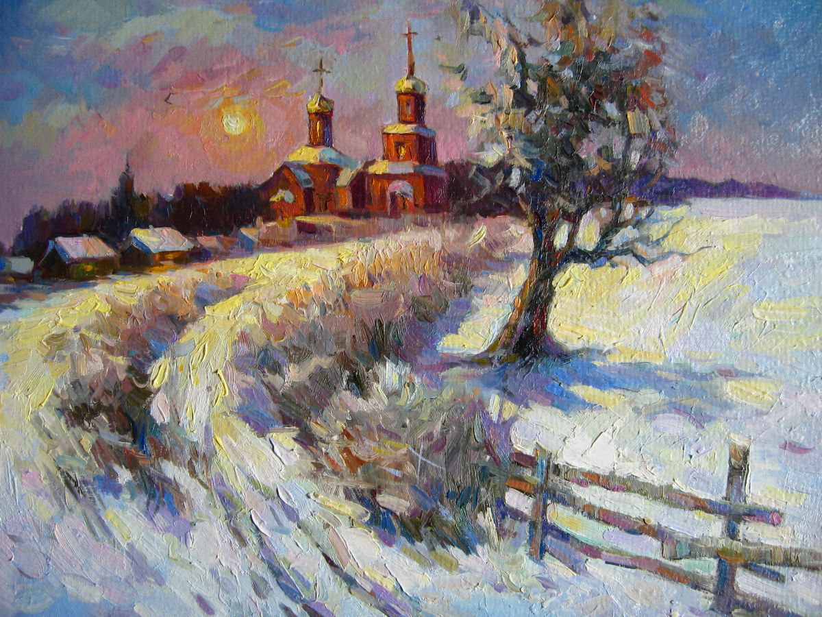 Winter evening by Vladimir Lutsevich