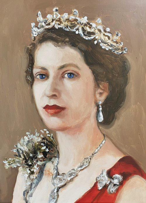 Queen Elizabeth II oil portrait. by Jackie Smith