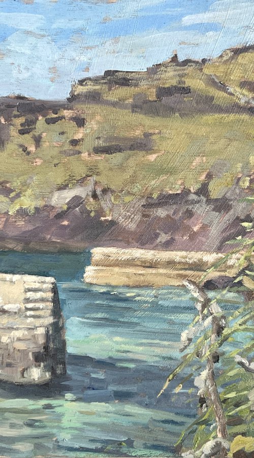 Boscastle harbour, summer morning by Louise Gillard