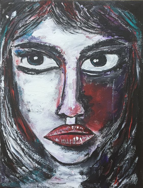 Red Face Portrait Woman Face Beautiful Paintings Girl Face Portraits Art For Sale Buy Art Online Gift Ideas 30x23cm Free Shipping Worldwide