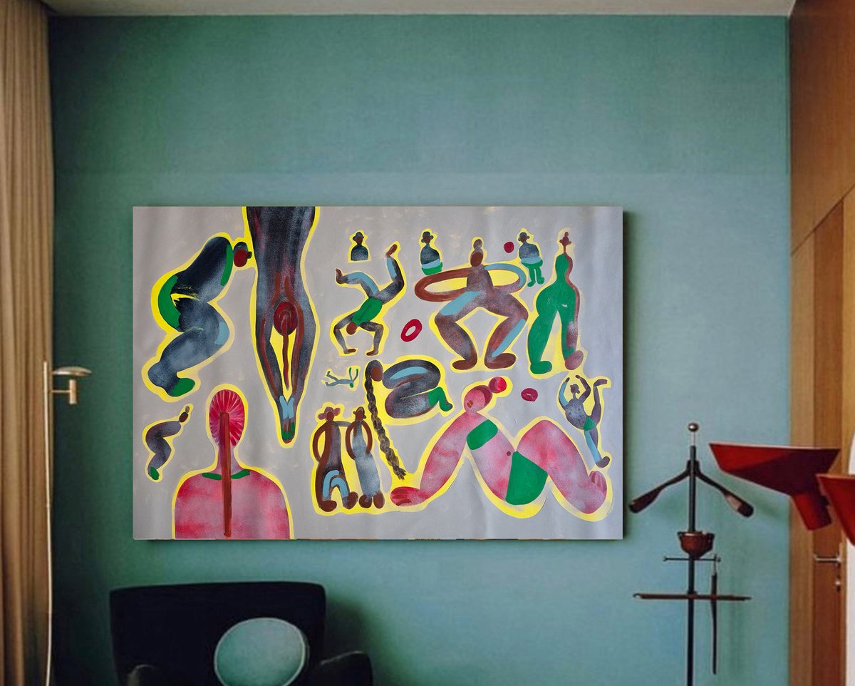 Impressionistic Portrait Acrylic Painting By Kariko Ono, 47 X 30", Health 4, Original Artwork