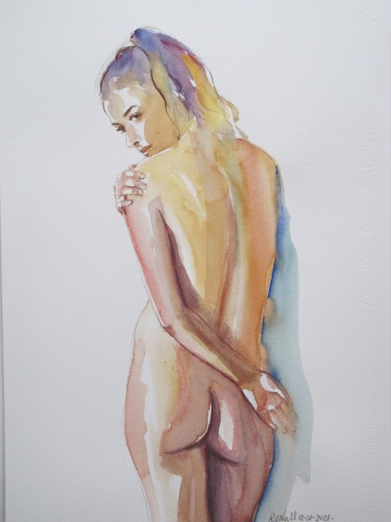 female nude back study