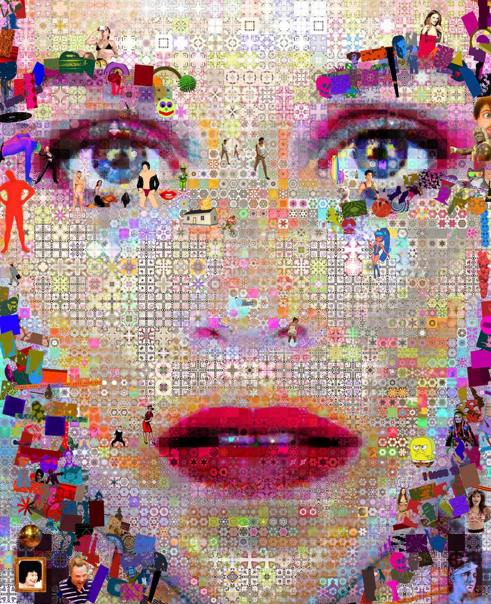 Portrait Collage By John Lijo Bluefish, 48 X 60, Beautifuldreams, Original Artwork