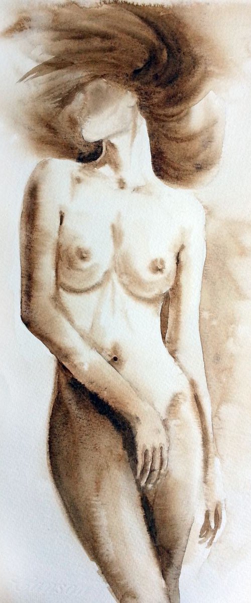 Naked Woman by Olga Beliaeva Watercolour