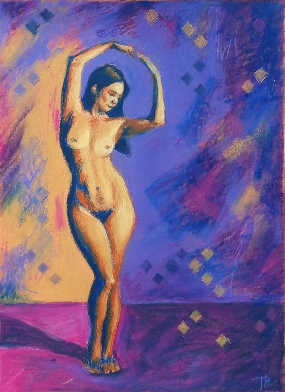 Nude study 0423-06 in oil pastel