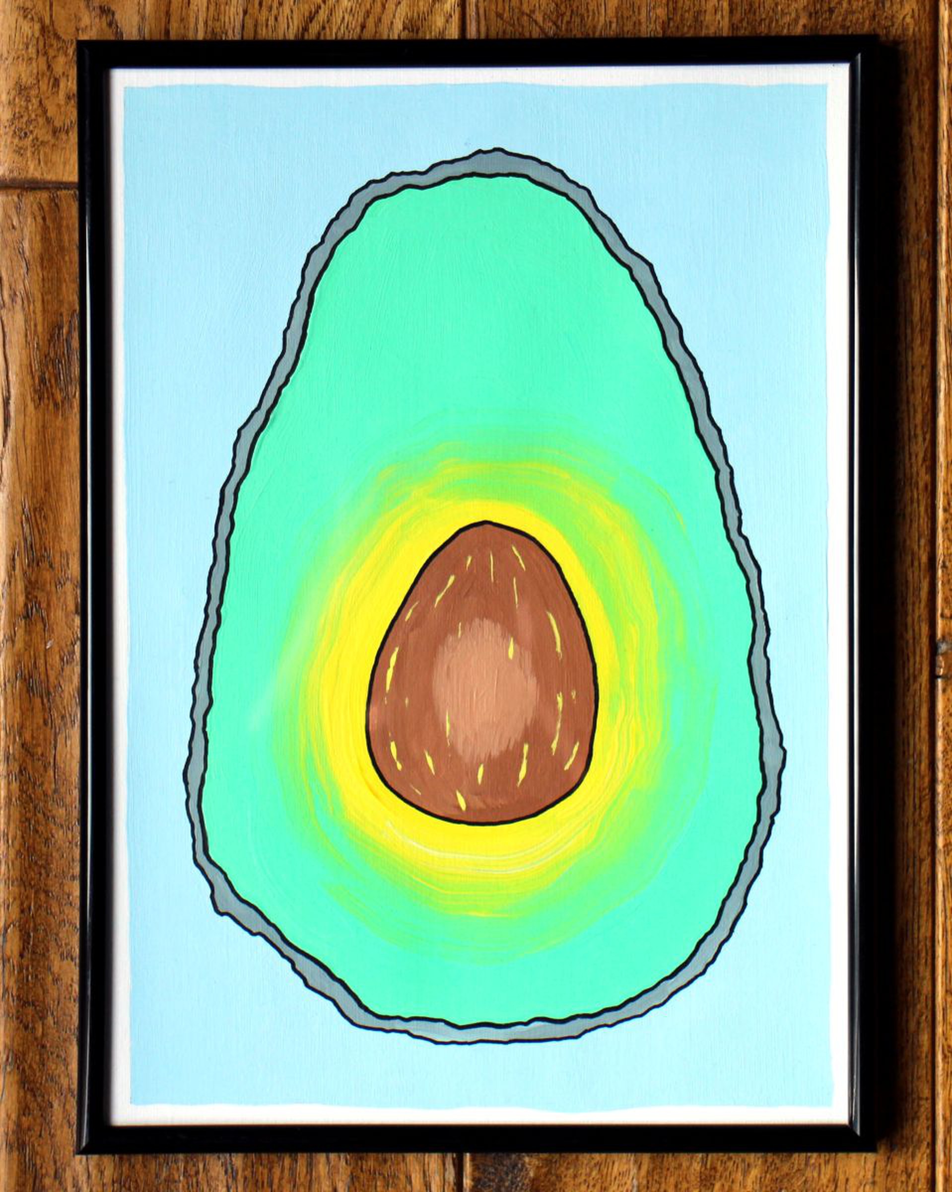 Avocado Half Pop Art Painting On A4 Paper Artfinder