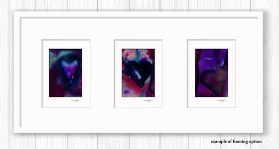 Heart Collection 10 - 3 Small Matted paintings by Kathy Morton Stanion