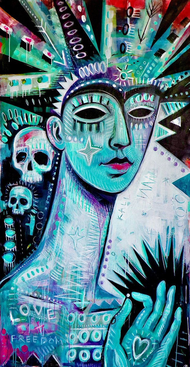 Impressionistic Abstract Acrylic Painting By Daria Kusto, 43 X 81, Inmortal Life, Original Artwork