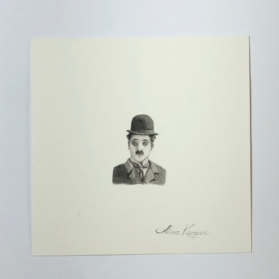 Charlie Chaplin miniature painting