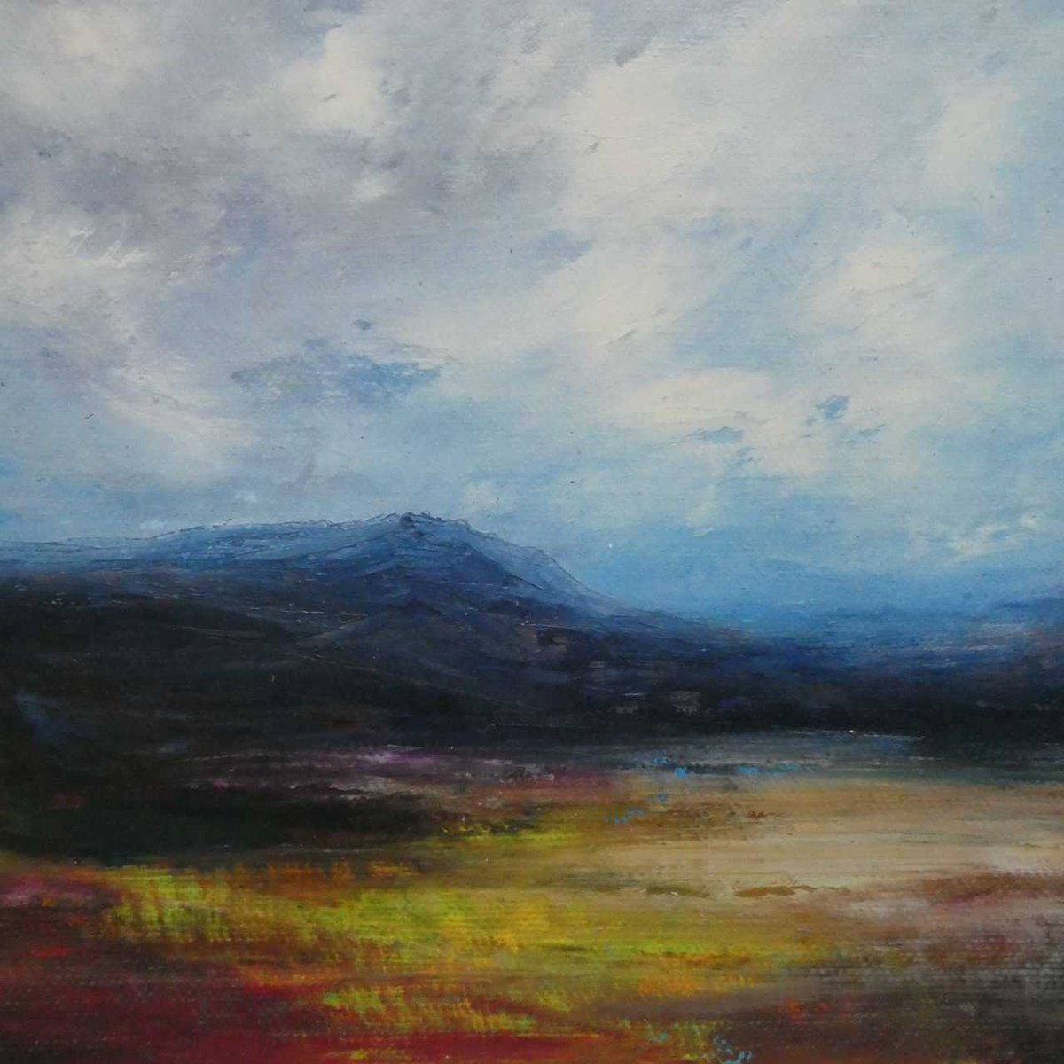 Impressionistic Landscape Acrylic Painting By Oconnart, 10 X 10", Tranquil Lochan Scotland, Original Artwork