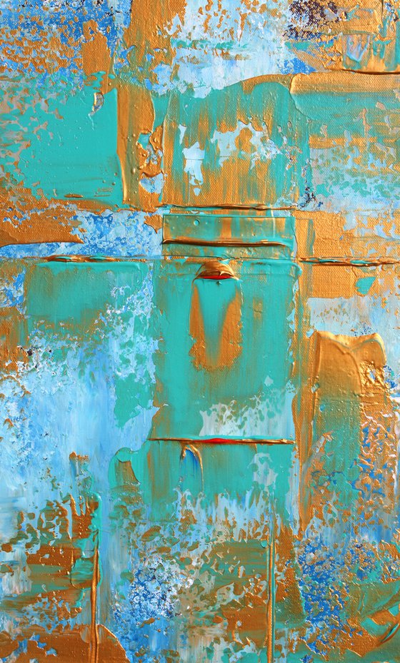 Blue Teal Gold Abstract