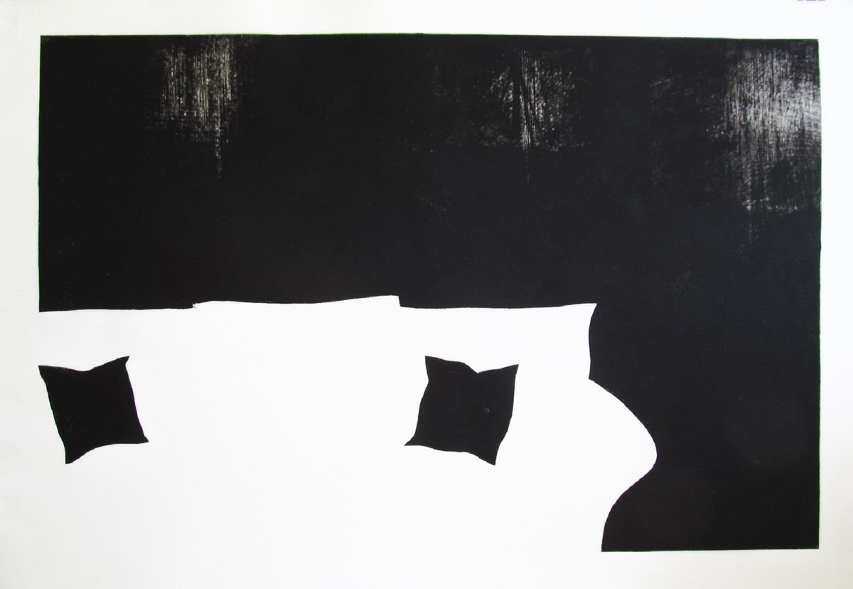 Geometric Abstract Etchings & Engravings By Kristina Vatova, 39 X 28", "Absence Iii", Original Artwork