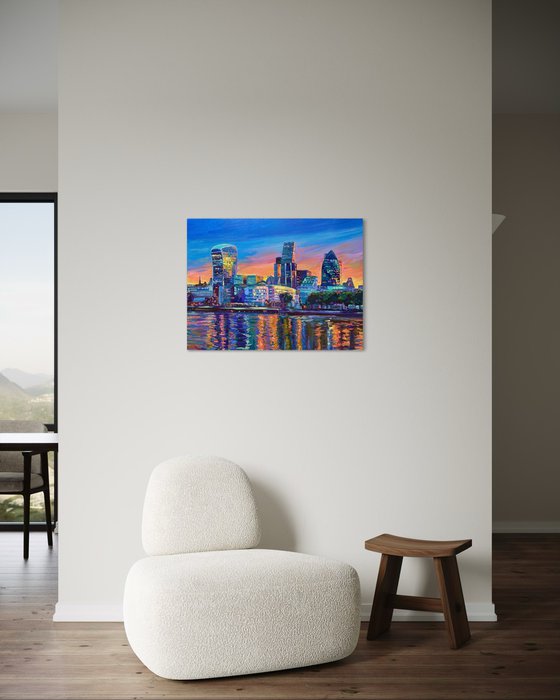 London City Skyline at Sunset