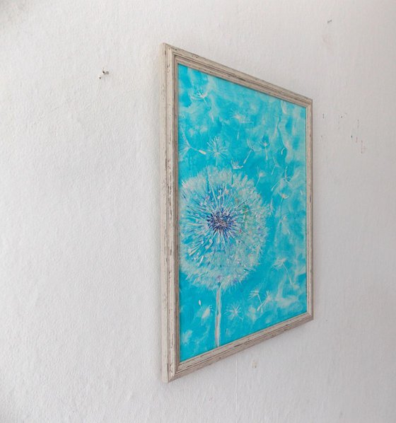 Dandelion  small original gift with frame