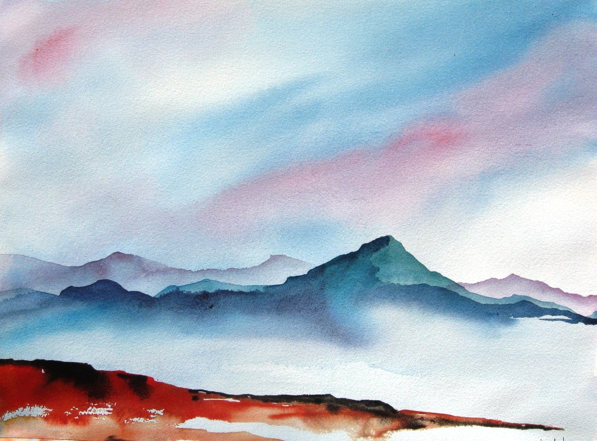High Desert Sunrise - Original Watercolor Painting by CHARLES ASH