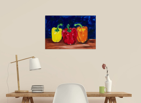 Still life with Peppers original oil painting