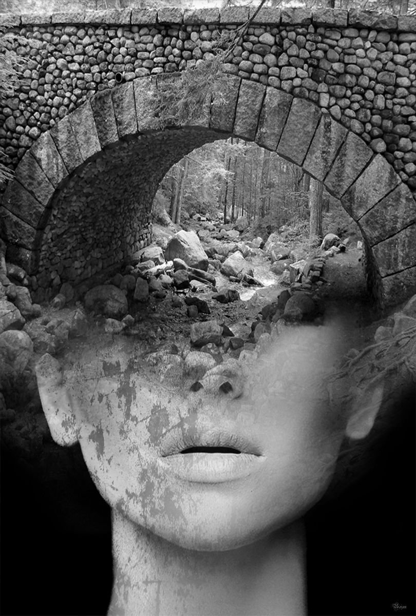 Illustrative Portrait Photograph By Bojan Jevtic, 29 X 43, Under The Bridge, Original Artwork
