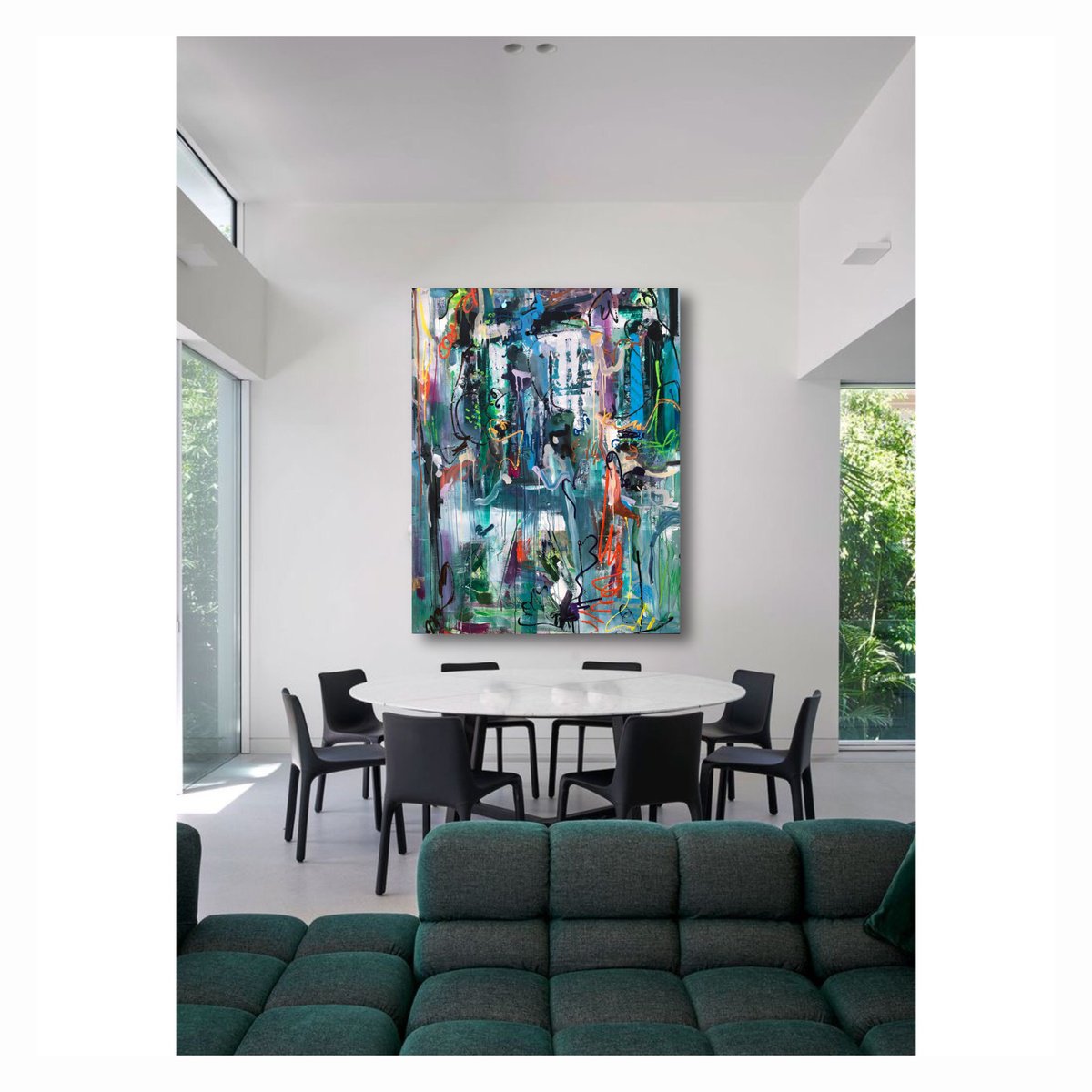 Abstract Acrylic Painting By Maria Esmar, 55 X 71", Imagine, Original Artwork