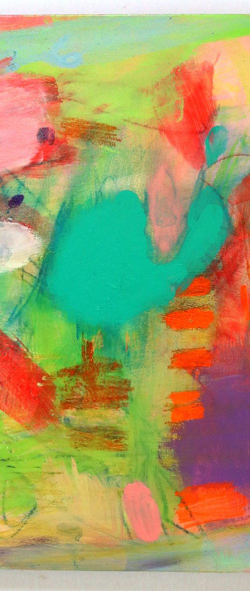 Not a Shy Little Thing 8x8" Colorful Abstract Expressionist Painting by Kerri McCabe
