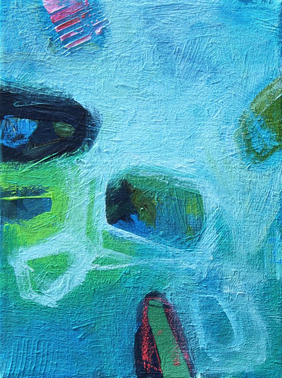 Painting Set of Three: Trio in Turquoise Blue