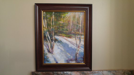 "Thaw" Original one of a kind acrylic on canvas board painting (12.5x15.5x1" framed size)