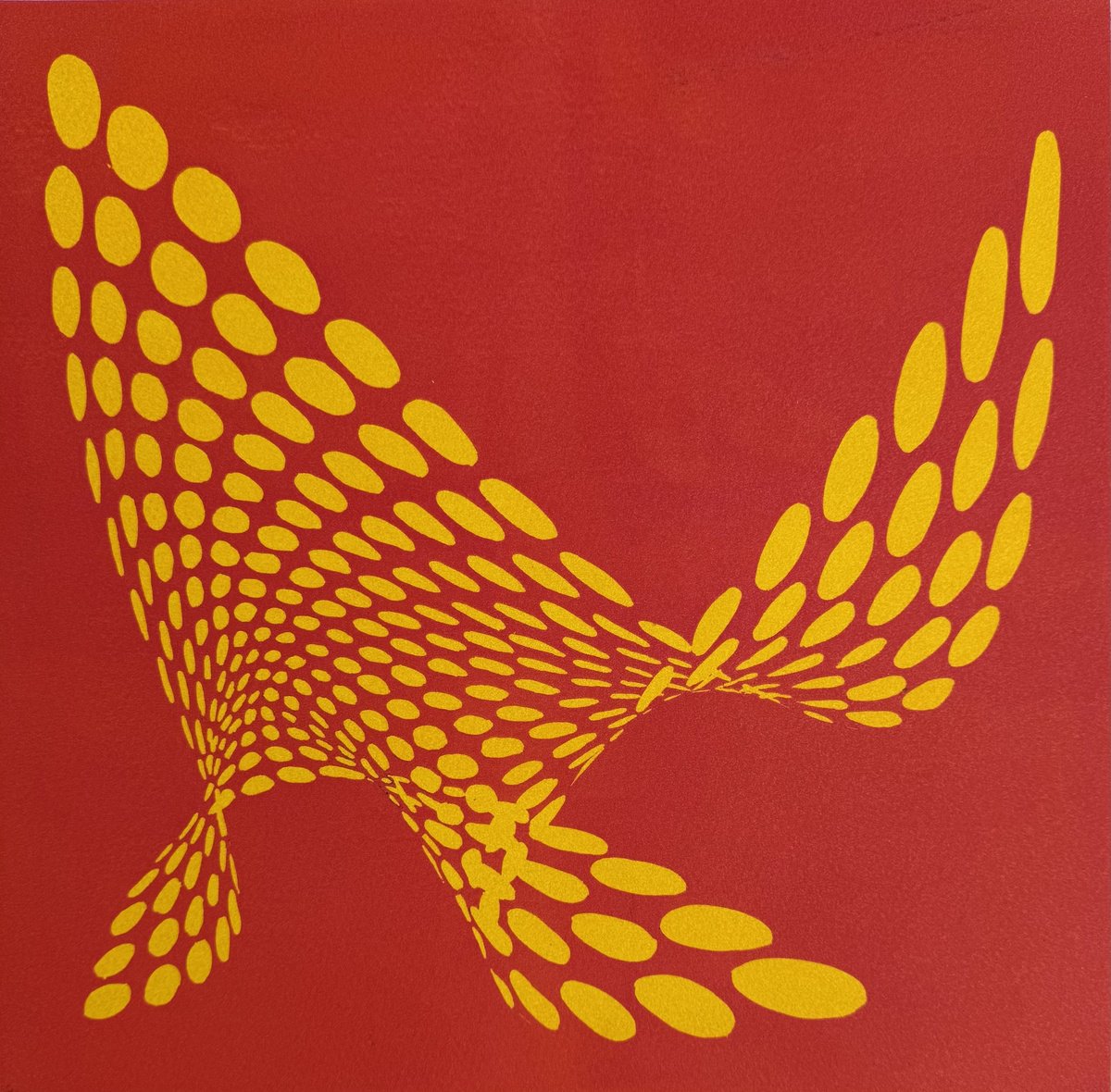 Abstract Linocut By Jacqui Jones, 15 X 15, Neon Gossamer, Original Artwork