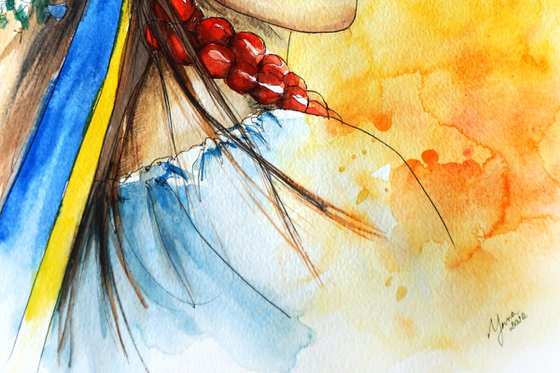 Ukrainian Traditional Beauty - Female Portrait in Watercolor