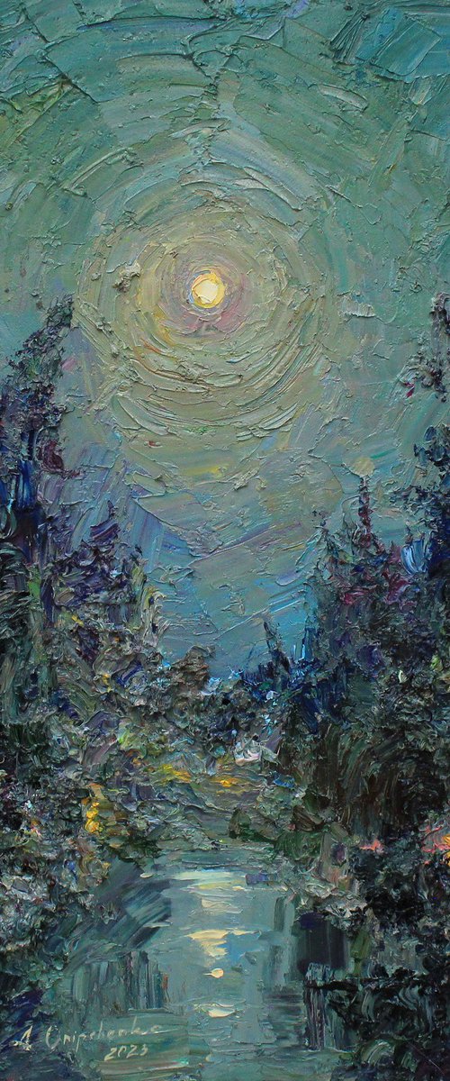 Misty night landscape by Alisa Onipchenko-Cherniakovska