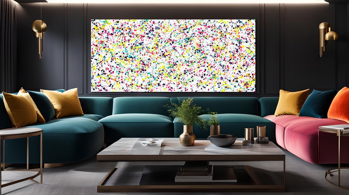 Organic Abstract Acrylic Painting By Estelle Asmodelle, 79 X 35, Baby Universe, Original Artwork