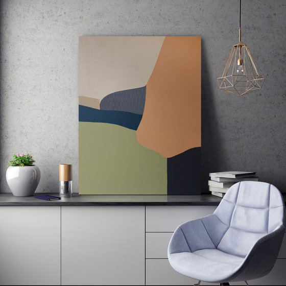 "Slope 2" Coral green acrylic abstract