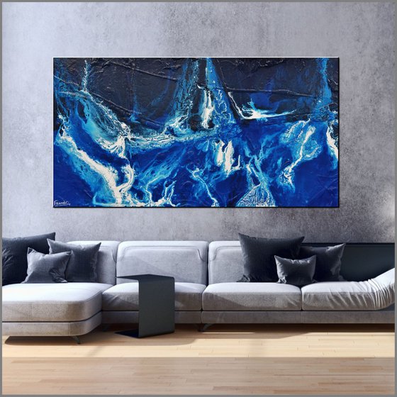 Midnight Sapphire 190cm x 100cm Blue Abstract Art