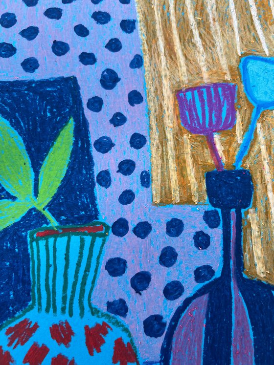 Blue Vases and Flowers